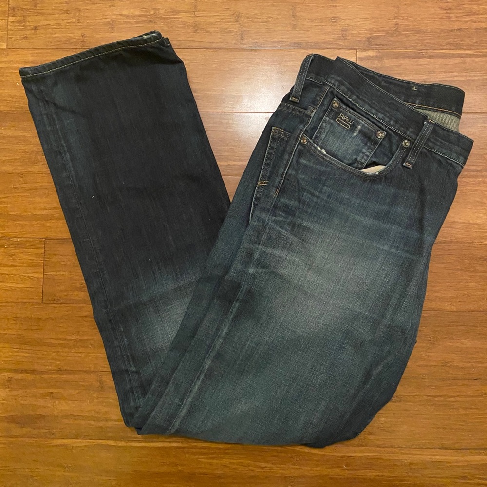 Men's Straight Jeans in Dark Blue Denim